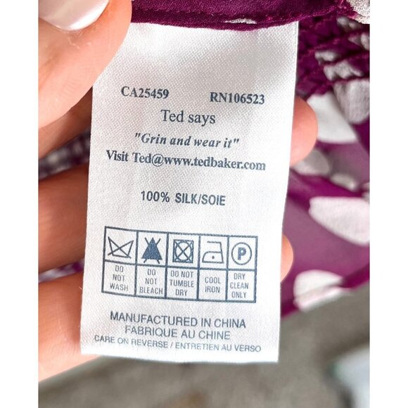 Ted Baker 100% Silk Phaedra blouse purple‎ sz XS - Picture 6 of 8